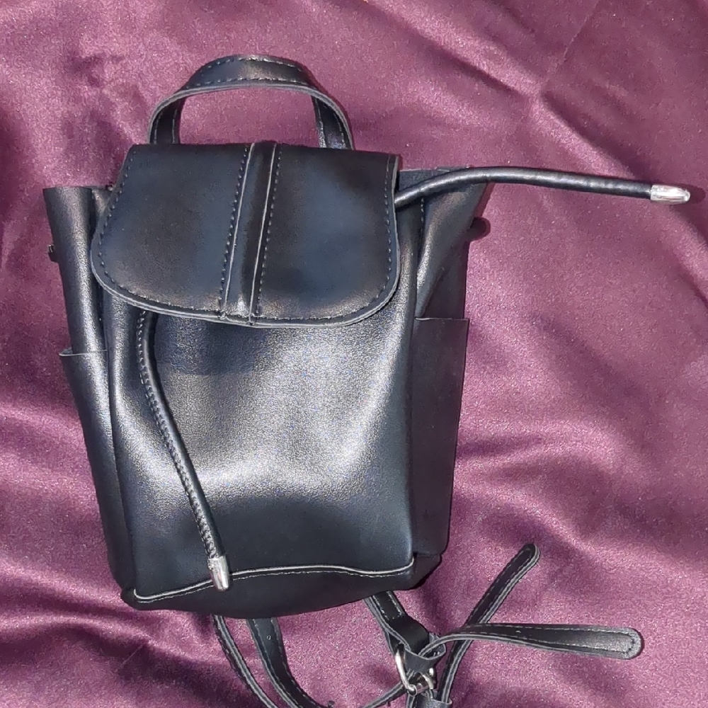 Black Leather Women's Backpack
